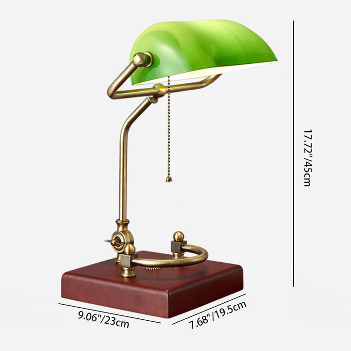 Lámpara de mesa de 1 luz de hierro de madera maciza con pantalla verde cuadrada vintage tradicional para sala de estar 