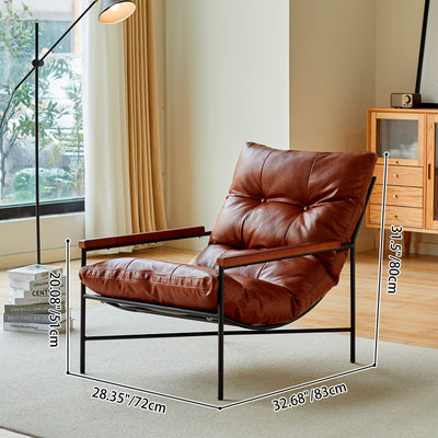 Modern Mid-Century Rectangular PU Leather Carbon Steel Rubberwood Solid Wood PP Cotton Recliner Backrest For Living Room