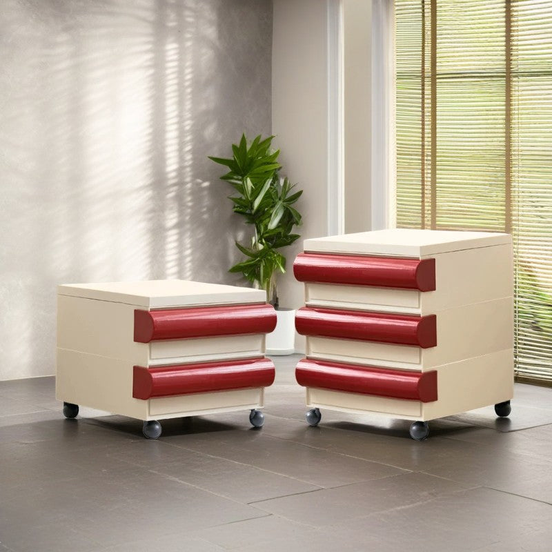 Table de nuit contemporaine scandinave rectangulaire cubique avec poignée arrondie en ABS 2/3/4 tiroirs amovibles pour chambre 