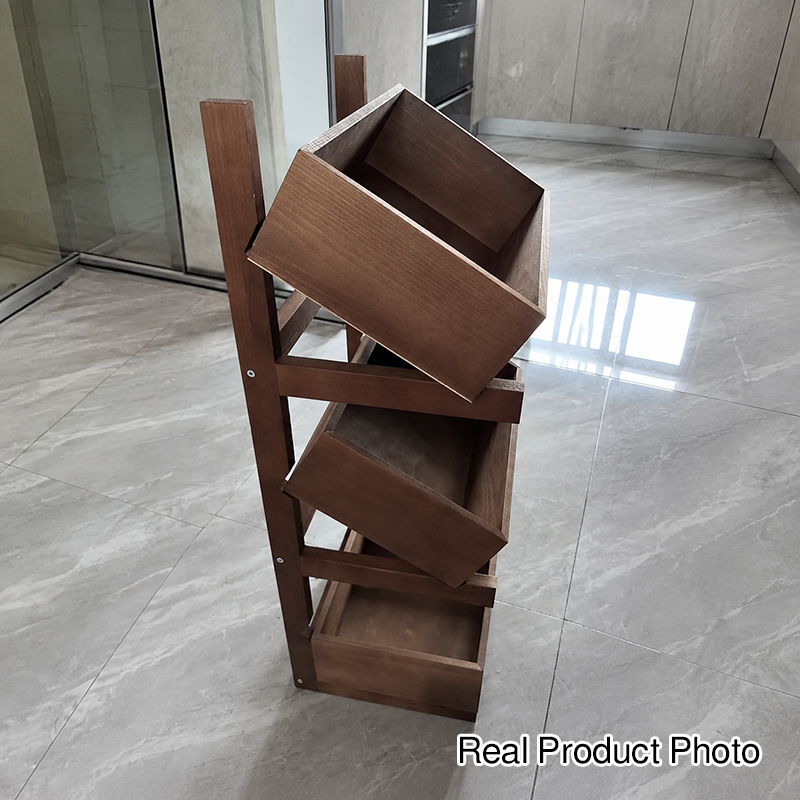 Modern Minimalist Solid Wood Rectangular Storage Shelf With 3-Tier Organizer For Living Room &amp; Kitchen