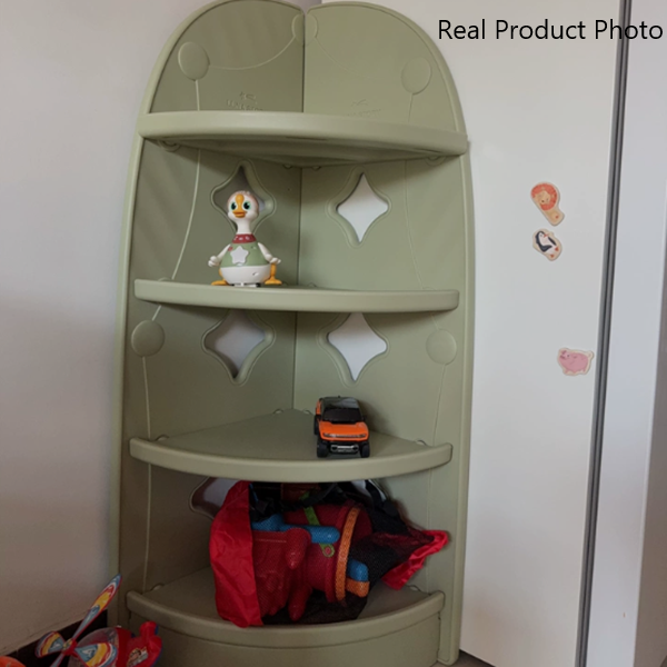 Estante de almacenamiento en esquina para niños en forma de abanico de 4 niveles de HDPE PP plástico ecológico minimalista moderno para sala de estar y estudio 