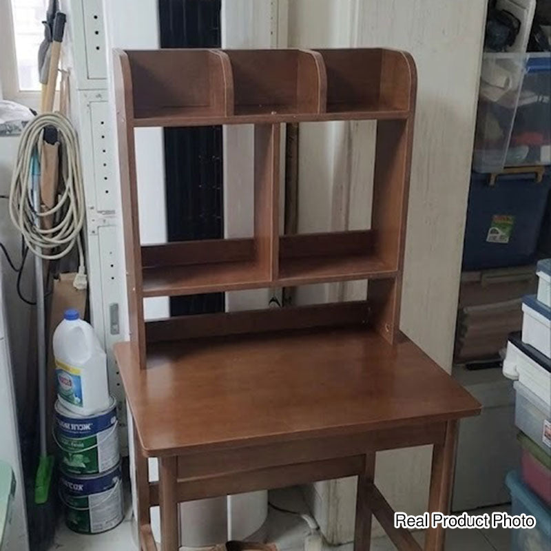 Bureau rectangulaire en bois massif et hévéa avec 1 tiroir pour bureau à domicile - Simplicité Moderne 