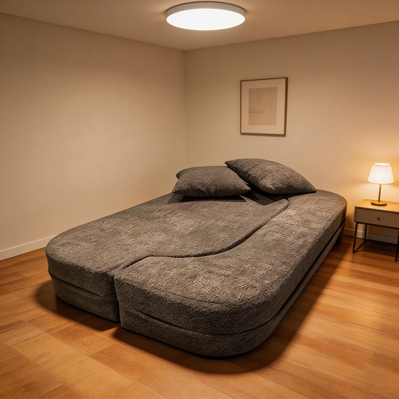 Canapé Sherpa pliable minimaliste moderne - canapé-lit convertible compressible sans cadre avec mousse à haute résilience pour petits espaces 