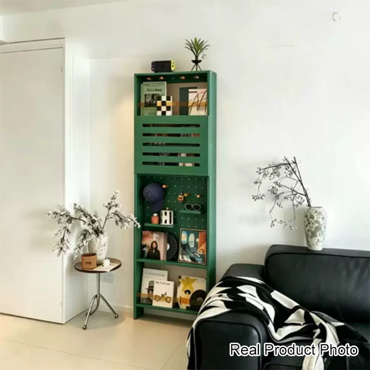 Modern Minimalist Solid Rubberwood Rectangular Bookshelf With Hooks Multi Tier Shelves Storage Cabinet For Living Room