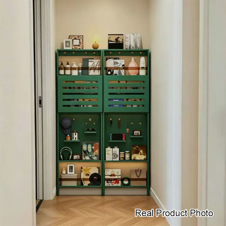 Modern Minimalist Solid Rubberwood Rectangular Bookshelf With Hooks Multi Tier Shelves Storage Cabinet For Living Room