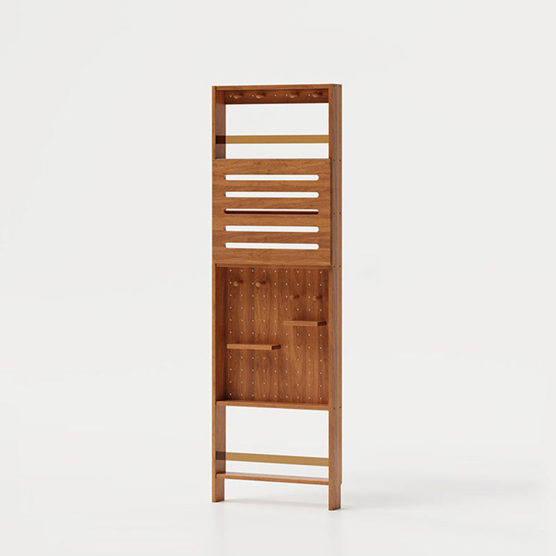 Modern Minimalist Solid Rubberwood Rectangular Bookshelf With Hooks Multi Tier Shelves Storage Cabinet For Living Room