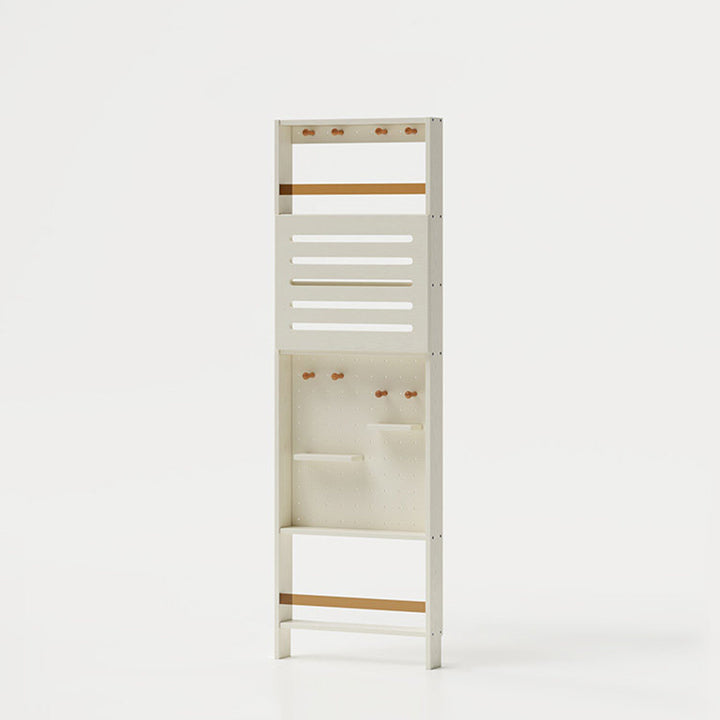 Modern Minimalist Solid Rubberwood Rectangular Bookshelf With Hooks Multi Tier Shelves Storage Cabinet For Living Room