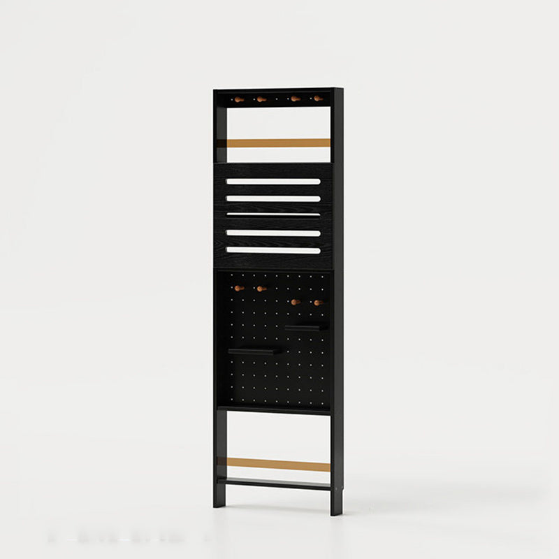 Modern Minimalist Solid Rubberwood Rectangular Bookshelf With Hooks Multi Tier Shelves Storage Cabinet For Living Room