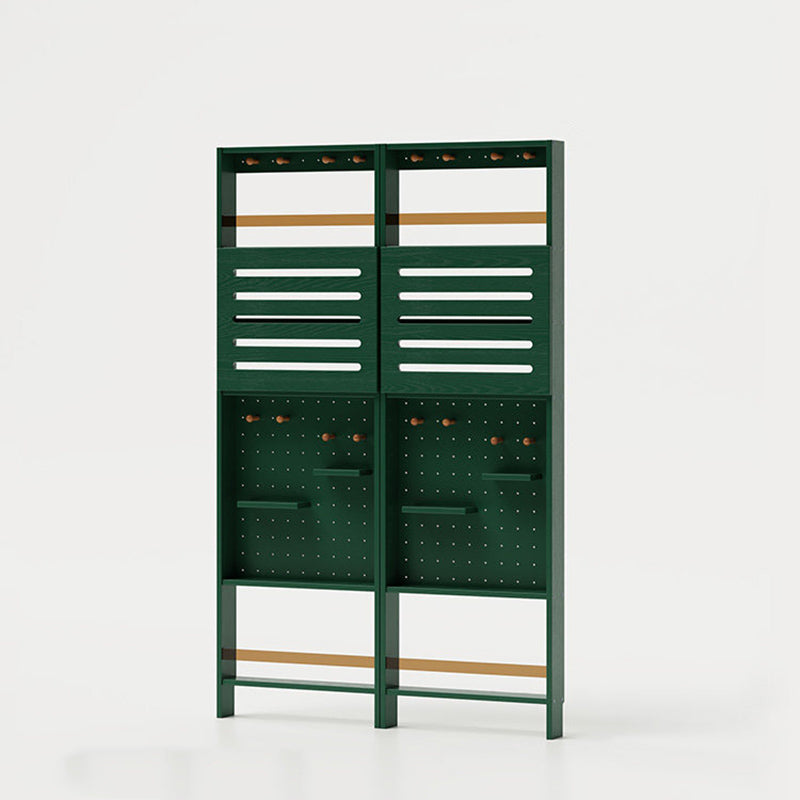 Modern Minimalist Solid Rubberwood Rectangular Bookshelf With Hooks Multi Tier Shelves Storage Cabinet For Living Room