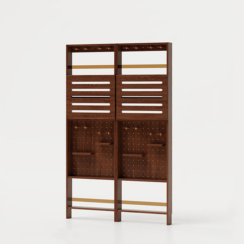 Modern Minimalist Solid Rubberwood Rectangular Bookshelf With Hooks Multi Tier Shelves Storage Cabinet For Living Room