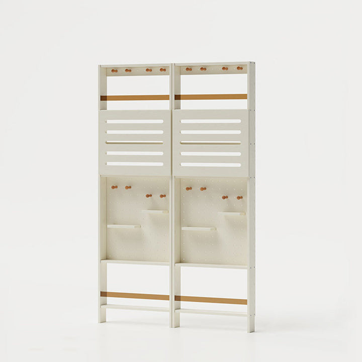 Modern Minimalist Solid Rubberwood Rectangular Bookshelf With Hooks Multi Tier Shelves Storage Cabinet For Living Room
