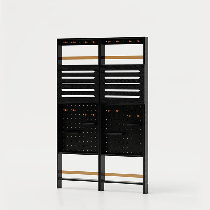 Modern Minimalist Solid Rubberwood Rectangular Bookshelf With Hooks Multi Tier Shelves Storage Cabinet For Living Room