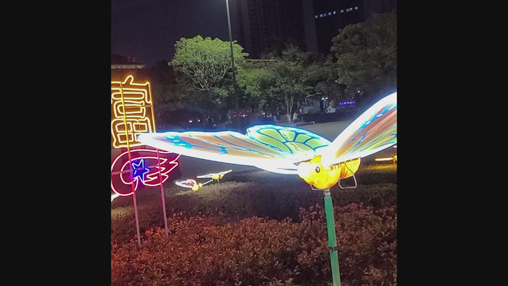 Modern Art Deco Premium Animated Butterfly Slow-Flapping Wings LED Outdoor Landscape Light Set For Garden