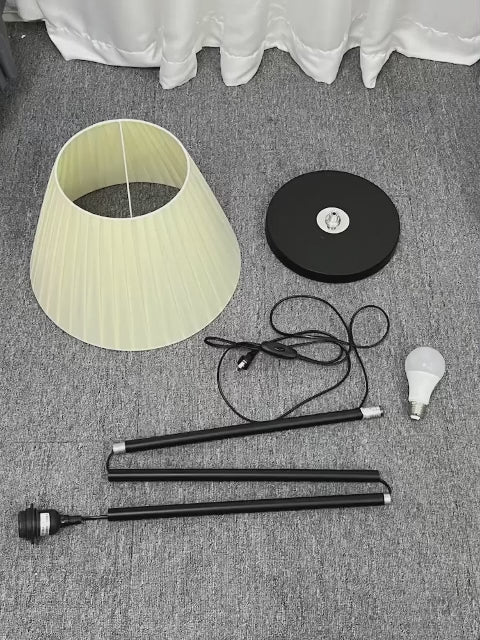 Contemporary Nordic Drum Iron Pleated Fabric 1-Light Standing Floor Lamp For Living Room