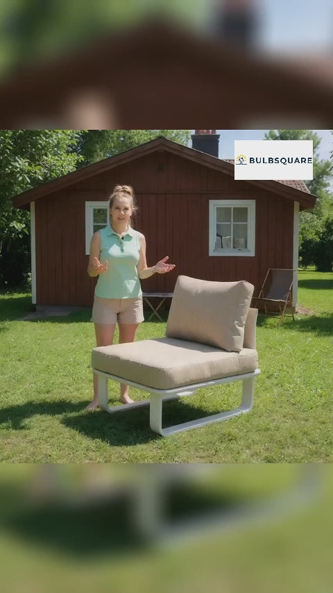 Minimalist Outdoor Teak & Aluminum Sofa - 1/2 Seater For Outdoor Patio & Garden