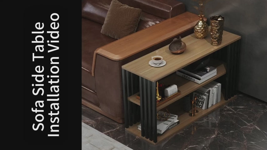 Traditional Vintage Rectangular Particle Board Steel End Table 3-Tier For Living Room
