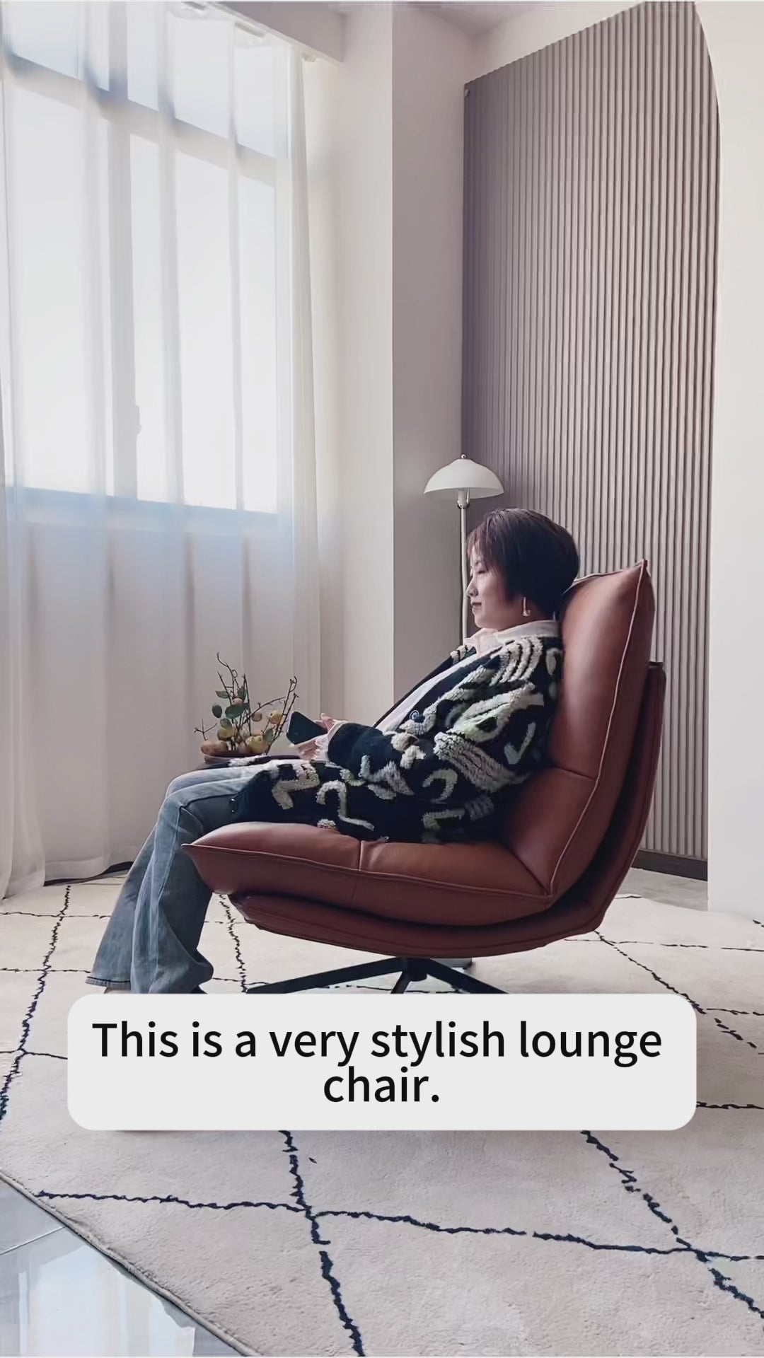 Scandinavian Minimalist 360° Swivel Recliner: 4-Position Adjustable Backrest - Eco-Friendly Faux Leather Lounge Chair For Living Room