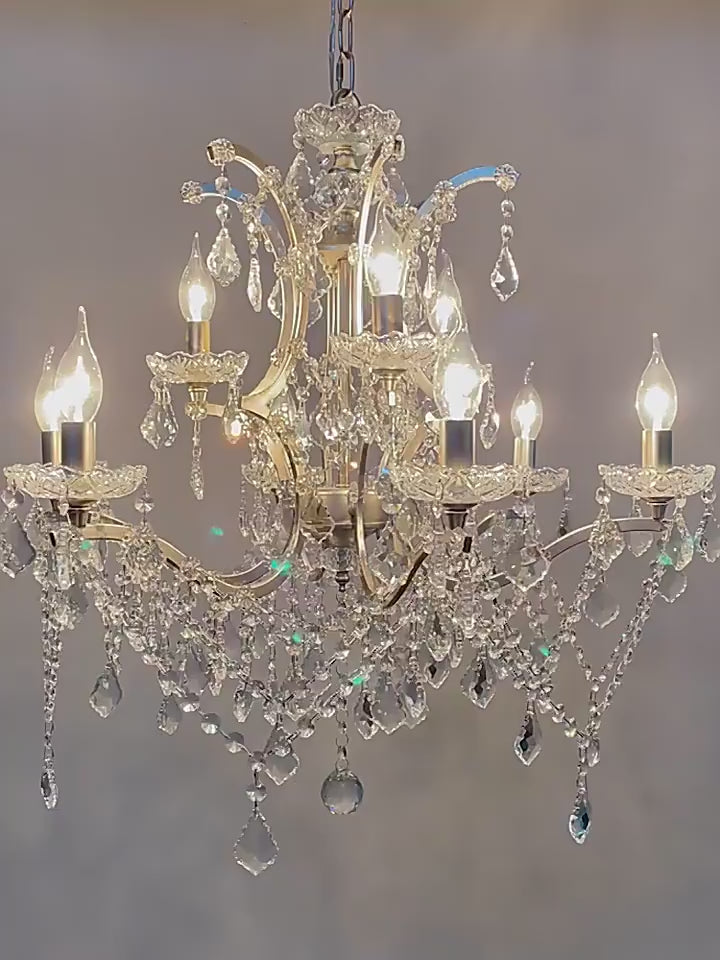 Leichter Luxus Eisenrahmen Kandelaber Kristall 3/6/8/10/15-Licht Kronleuchter 