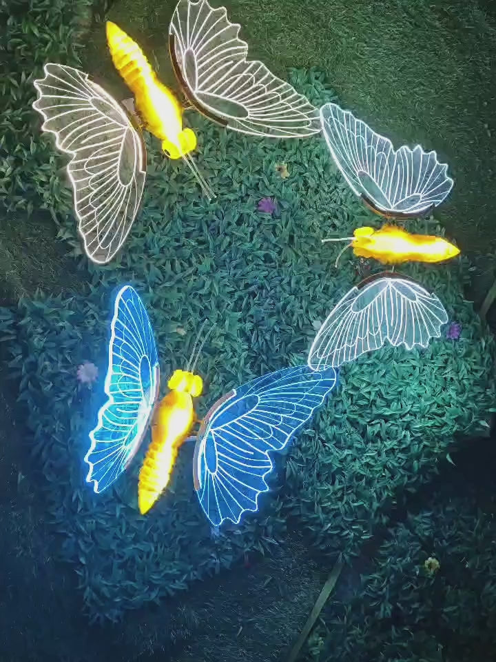Contemporary Creative Waterproof Acrylic ABS Animated Butterfly LED Outdoor Landscape Stake Light For Garden