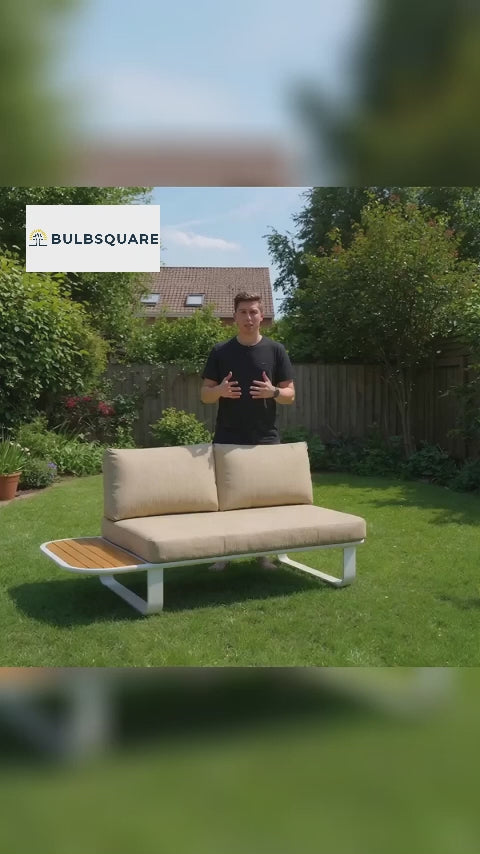Minimalistisches Outdoor-Teak- und Aluminium-Sofa - 1/2 Sitzer für Terrasse und Garten 