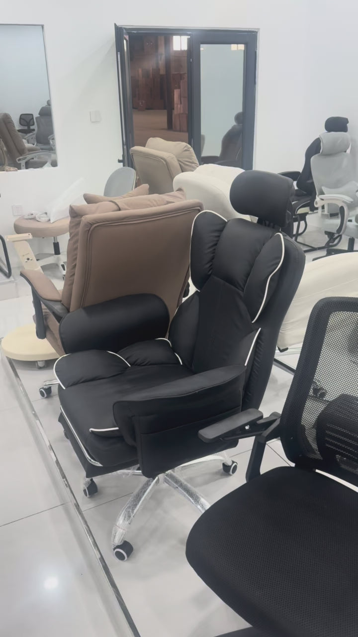 Silla de gaming contemporánea de lujo, cuadrada, de cuero de microfibra, resistente a arañazos, de aleación de aluminio, con respaldo y reposapiés ajustables para estudio 