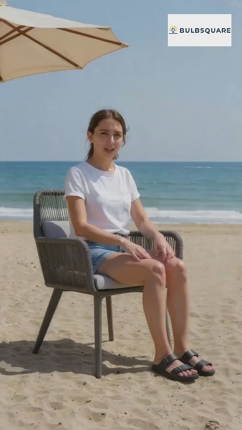 Coastal Style Outdoor Dining Chair - 1-Seater Sturdy Aluminum Frame For Outdoor Patio & Garden