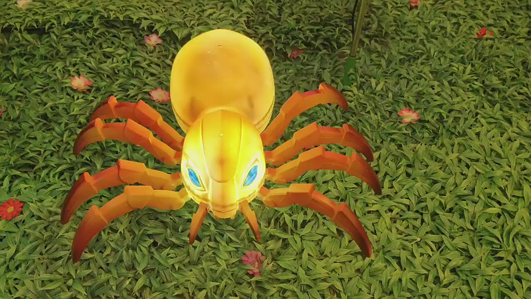 Art Deco Waterproof Animated Spider &amp; Web LED Outdoor Light - Crawling Motion &amp; Sound For Garden Halloween Decor