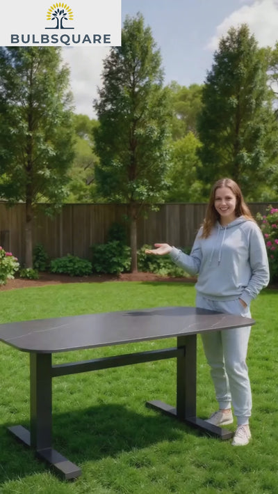 Contemporary Industrial Outdoor Coffee Table - Sleek Rectangular Durable Metal Dining Table For Patio & Backyard