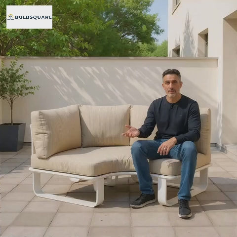 Minimalistisches Outdoor-Teak- und Aluminium-Sofa - 1/2 Sitzer für Terrasse und Garten 
