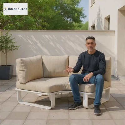 Minimalist Outdoor Teak & Aluminum Sofa - 1/2 Seater For Outdoor Patio & Garden