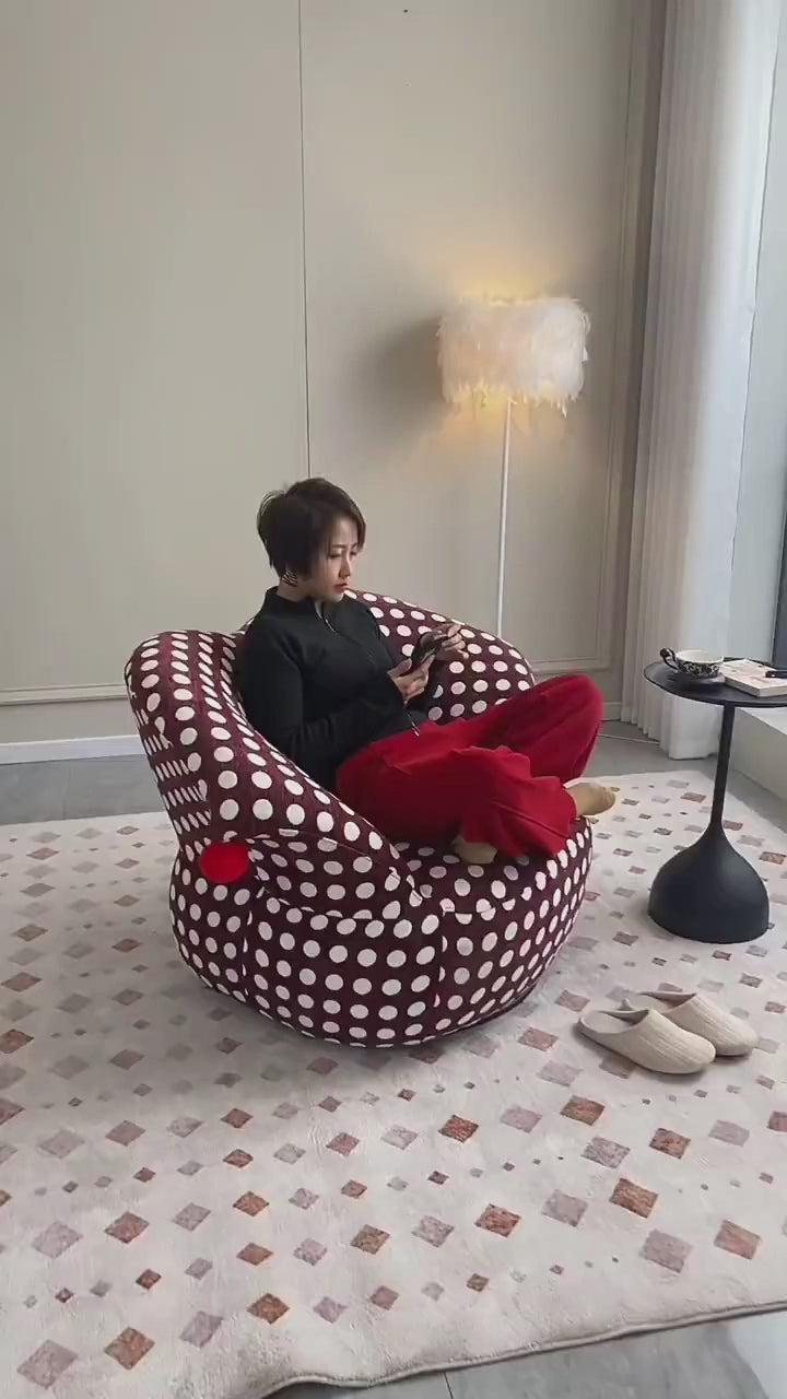 Nordic Heart Shaped Swivel Accent Chair - Friendly Fabric Lazy Lounge Chair For Living Room &amp; Bedroom