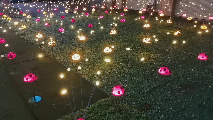 Modern Art Deco Waterproof Stainless Steel PE Ladybug-Shaped Swinging LED Outdoor Landscape Stake Light For Garden