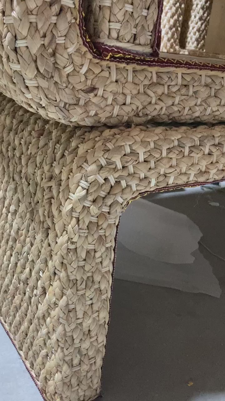 Mesa de café de tatami con marco de madera rectangular de ratán japonés tradicional para sala de estar 