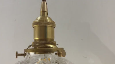 Retro Lotus Texture Glass 1-Light Globe Pendant Light
