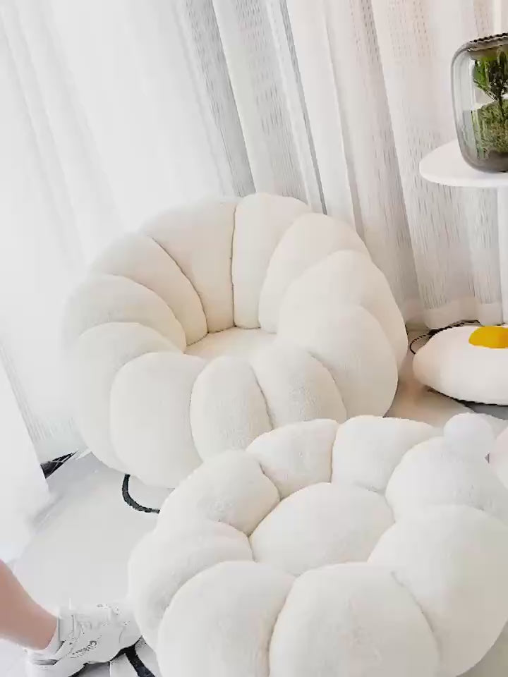 Nordic-Style Swivel Pumpkin Accent Chair - Skin-Friendly Sherpa Fabric &amp; Soft Sitting Sofa Chair For Living Room