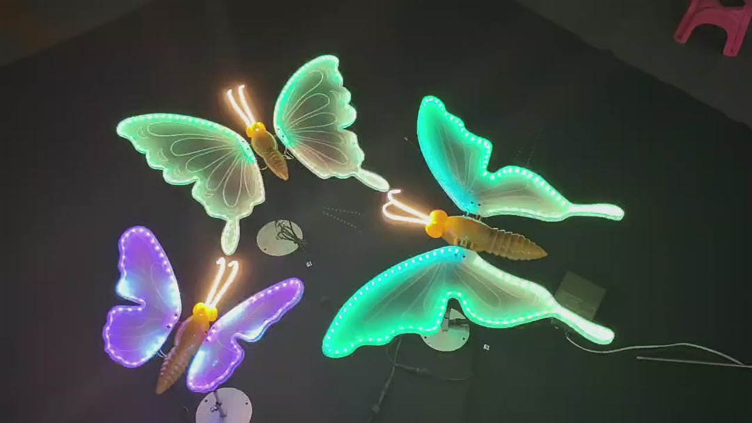 Modern Art Deco Waterproof PP ABS Color-Changing Butterfly LED Outdoor Landscape Stake Light For Garden
