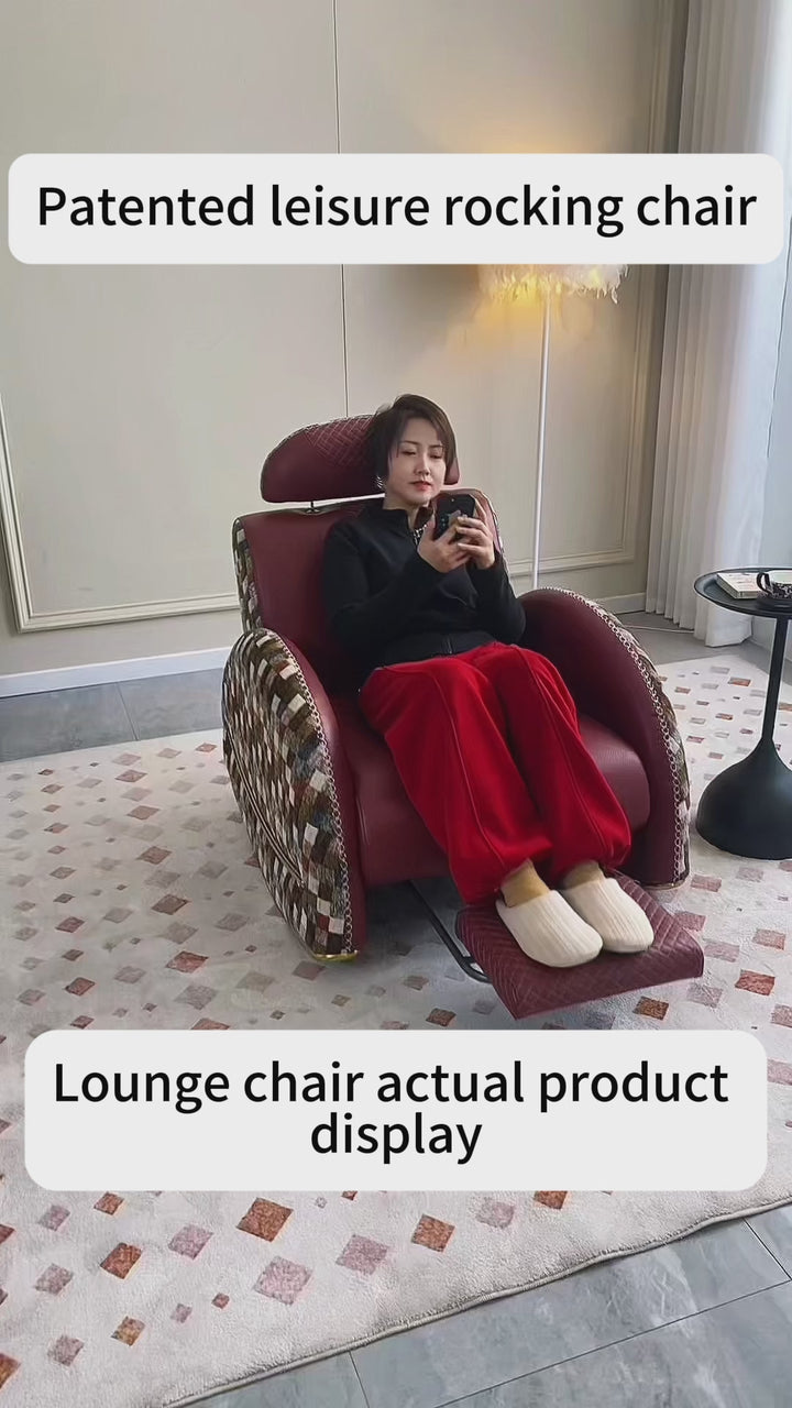 Modern Luxury Rocking Recliner Chair With Retractable Footrest - Faux Leather Or Top Grain Leather Accent Chair For Living Room &amp; Bedroom