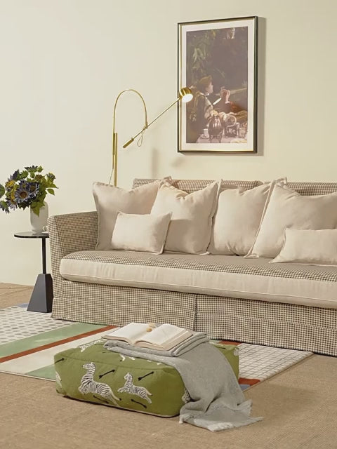 Klassisches Hahnentrittmuster Birkenholz Sofa – Minimalistisches, dezentes, elegantes Sofa mit 3/4 Sitzplätzen für das Wohnzimmer 