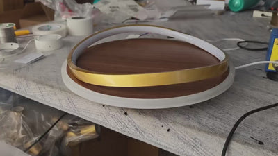 ضوء سقف LED دائري من خشب الجوز بأسلوب نورديك البسيط 