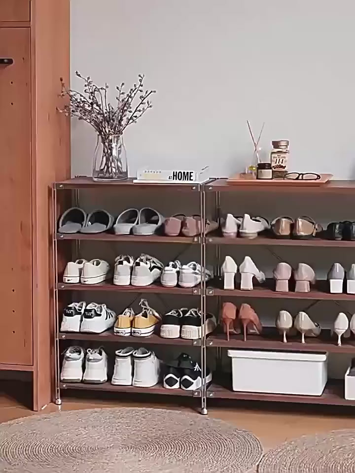 Modern Minimalist Heavy Duty Shoe Storage Rack - Multi-Tier Thickened Particle Board Shelves MDF Side Pegboard Shoe Storage For Hallway &amp; Entryway