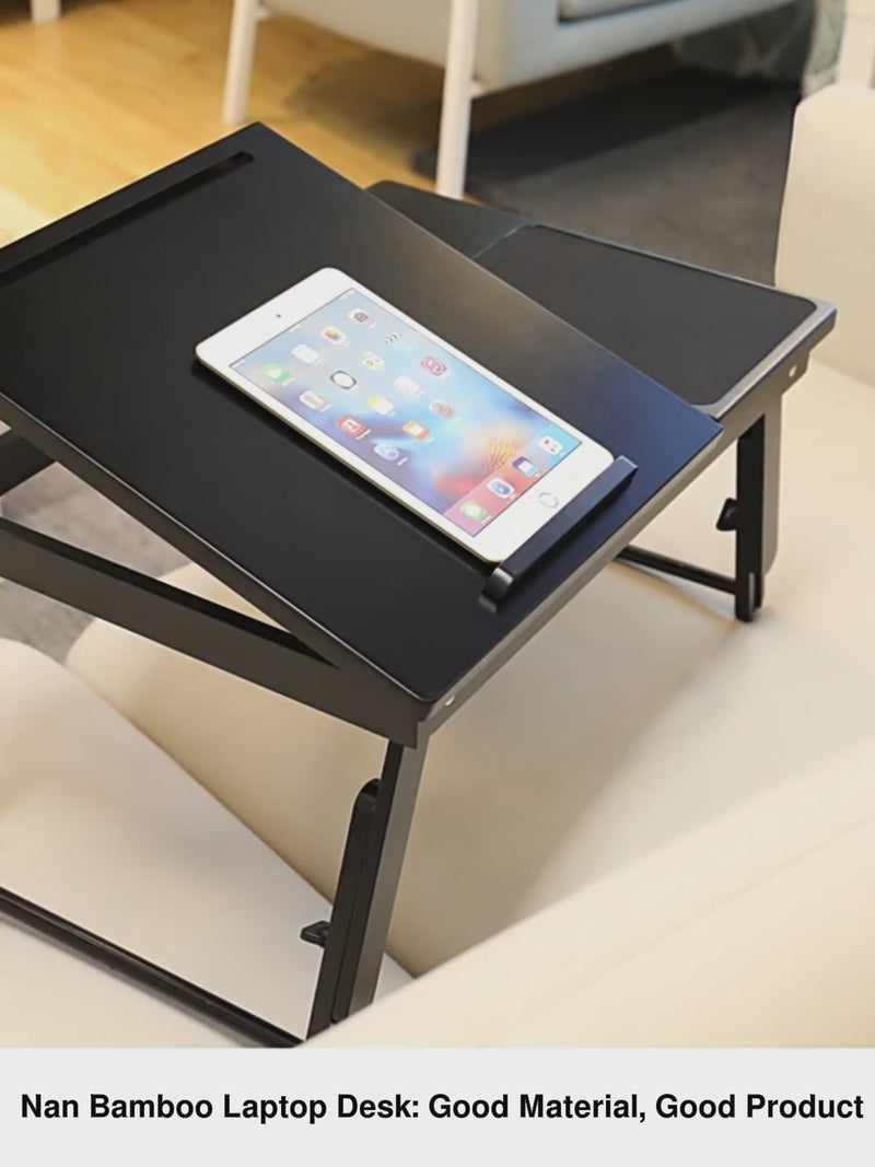 Adjustable Foldable Bamboo Bed Desks - Simplicity Ergonomic Laptop Table For Bedroom & Study