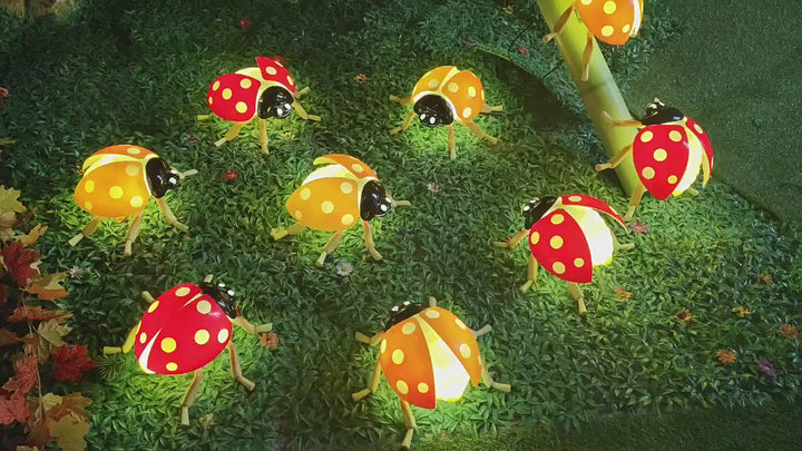 Art Deco Animated LED Ladybug Outdoor Light Set - Waterproof Landscape Decor With Sound For Garden