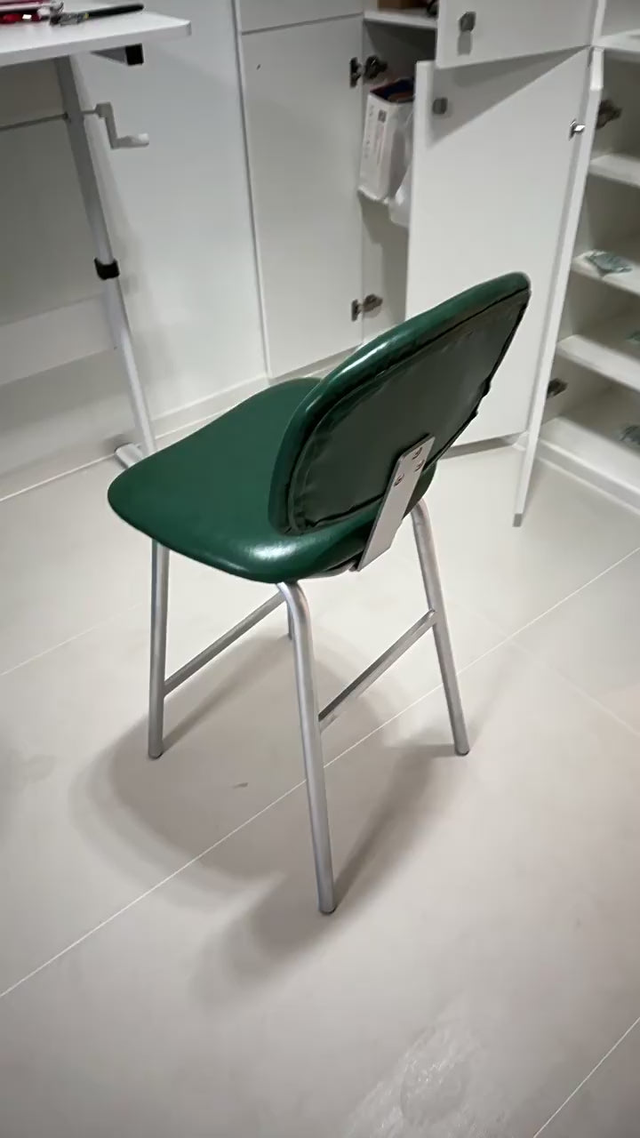 Contemporary Industrial Curved PU Leather Iron Legs Bar Stool Backrest Footrest For Dining Room