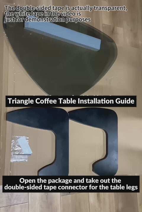 Mesa de Centro de Madera Maciza con Vidrio Triángulo de Simplicidad Moderna 1 - Nivel para la Sala de Estar 