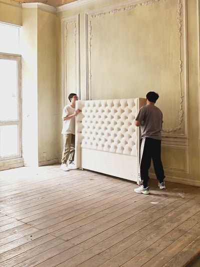 Eco-Friendly Microfiber Leather Tufted Beige Bed Frame - French Style Sustainable Customizable And Stylish For Your Bedroom
