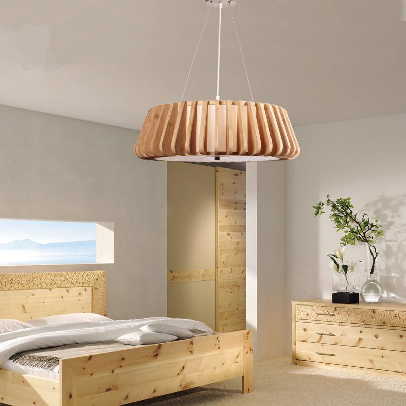 Contemporary Nordic Solid Wood Round Shape 3/4/5 Light Ceiling Light For Living Room