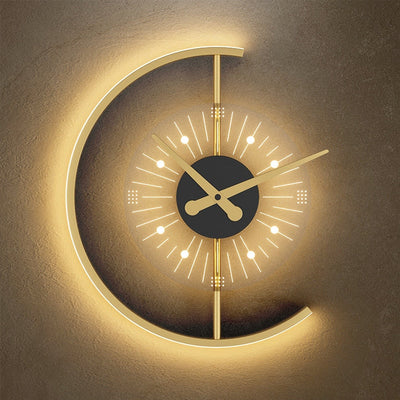 Conception contemporaine d'horloge en fer nordique en acrylique, applique murale LED pour salon 