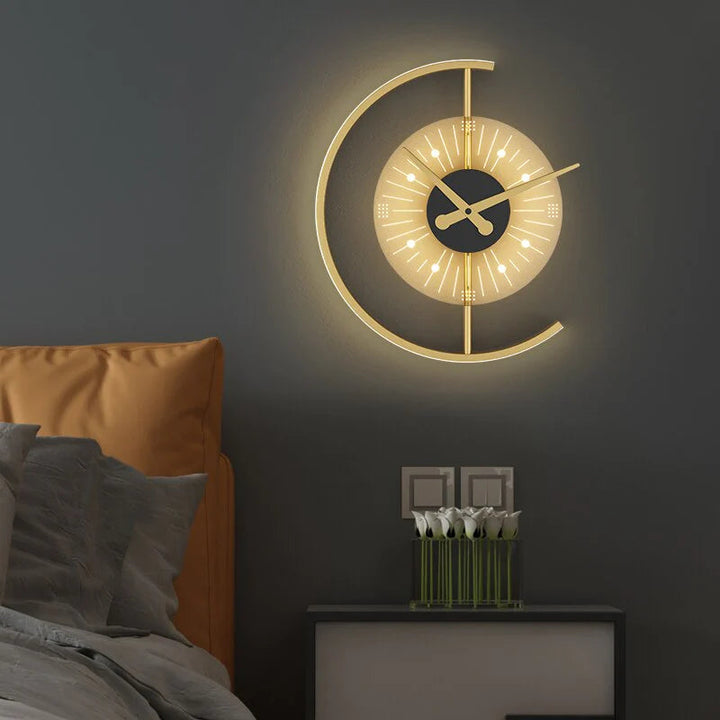 Zeitgenössische Nordic Eisen Acryl Uhr Design LED Wand Leuchte Lampe Für Wohnzimmer 