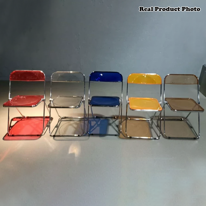 Zeitgenössischer skandinavischer quadratischer Acryl klappbarer Esszimmerstuhl mit Rückenlehne für das Esszimmer 
