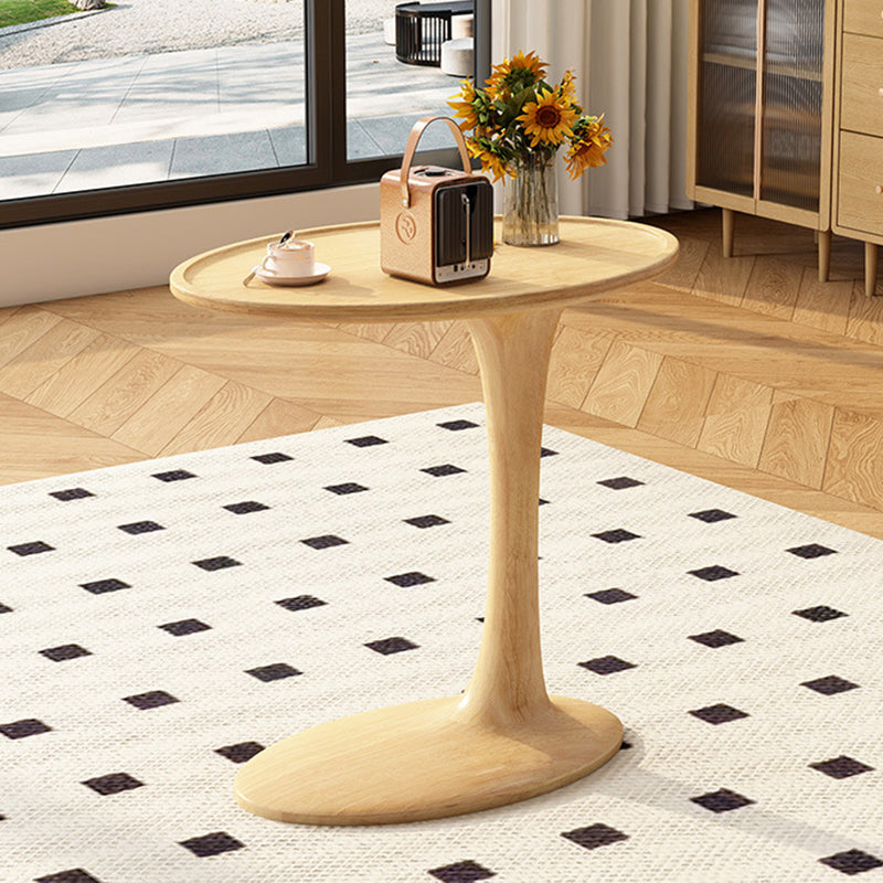 Modern Minimalist Oval Solid Wood Side Table 1-Tier For Living Room